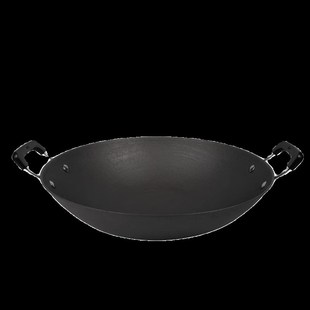 宏江江油铁锅老式传统双耳铁锅尖底生铁锅无涂层不粘锅圆底铸铁炒