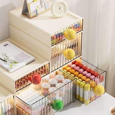 桌面收纳盒抽屉式多巴胺办公室杂物整理盒学生书桌台面文具置物架