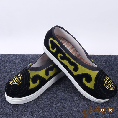 戏曲京越剧古装鞋子 老生鞋八分底老旦鞋夫子里云头 内加高福字履