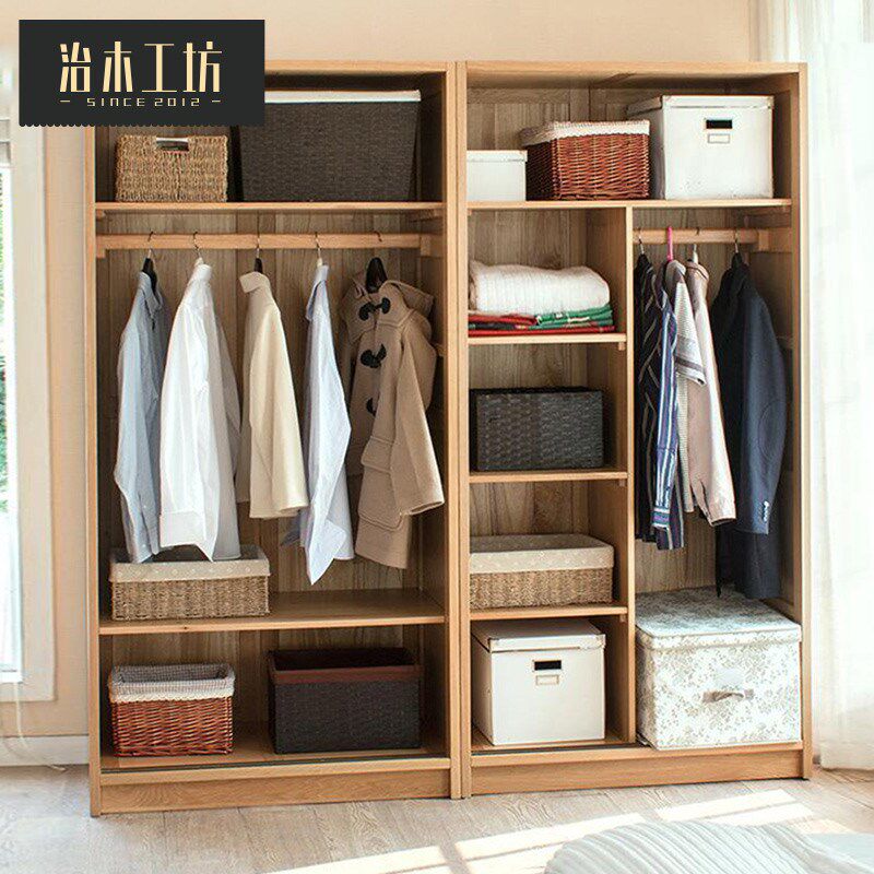 治木工坊全实木两门衣柜1米橡木衣柜橱简约推拉门组合衣柜现货,住宅家具,自由组合衣柜,淘宝优惠券,粉丝福利购,淘宝优惠卷
