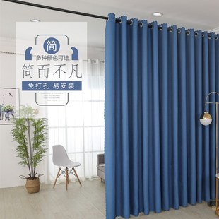 伸缩杆挂帘 门帘隔断帘卧室遮挡帘客厅空调挡风帘一整套免打孔安装