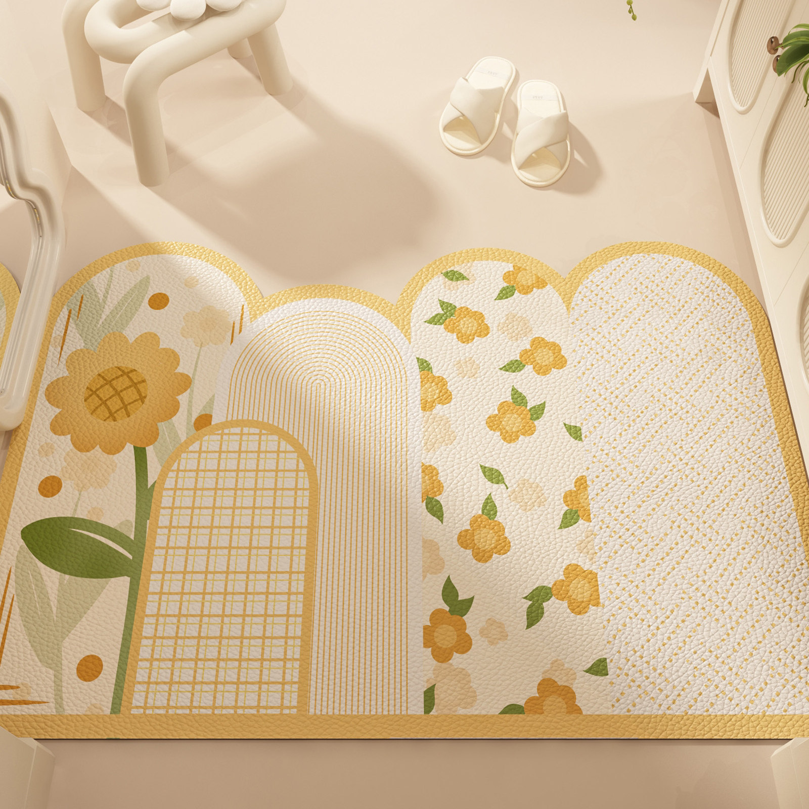 清新奶油风入户门地垫门口玄关进门垫可擦免洗皮革防滑地毯可裁剪,居家布艺,入户地垫,淘宝优惠券,粉丝福利购,淘宝优惠卷