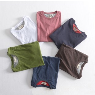 打底衫 港风潮流男女士情侣纯色简约圆领T恤日系半袖 新款 2021夏季