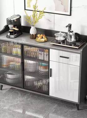 岩板柜餐边代简客厅小户型储物收纳玻约璃门实木现餐厅玄ZUV关茶