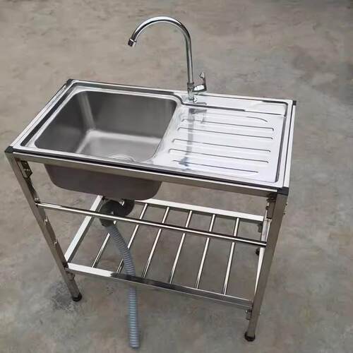 厨房不NJE钢简易带落地支架洗碗池洗菜锈盆水盆单一水体作台面沃