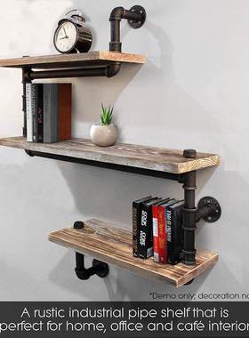 美村工业风乡居水管JS-63562置物架家墙上壁挂式金属支架式客厅卧