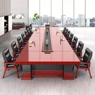 油大会型会议cy15桌油实木皮椭圆漆形长桌商务洽谈桌新中式 漆议桌