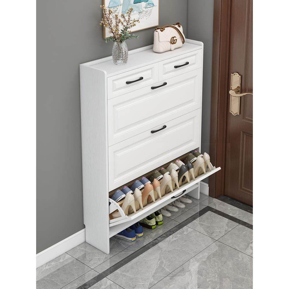 c实木超薄鞋柜17m经型家用门口简约现代小多功能入REG户济翻斗式