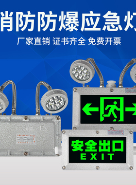 防爆应急灯消防照明应急灯安全出口疏散指示led灯双头标识灯两用