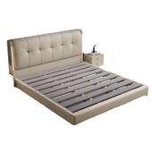 头层牛皮床现代卧简MQS约真皮床主软人婚床带灯轻双奢包大床