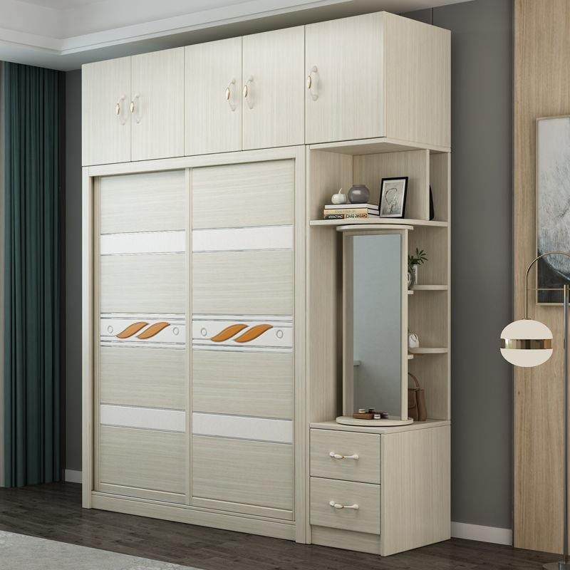 生态板衣能柜装推拉门现代简约储柜卧室组滑移衣柜门物多功衣橱大
