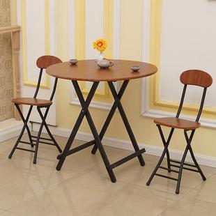 用折家叠桌代便携简易吃PVZ饭桌子现简约桌欧式 小圆户型圆形实木