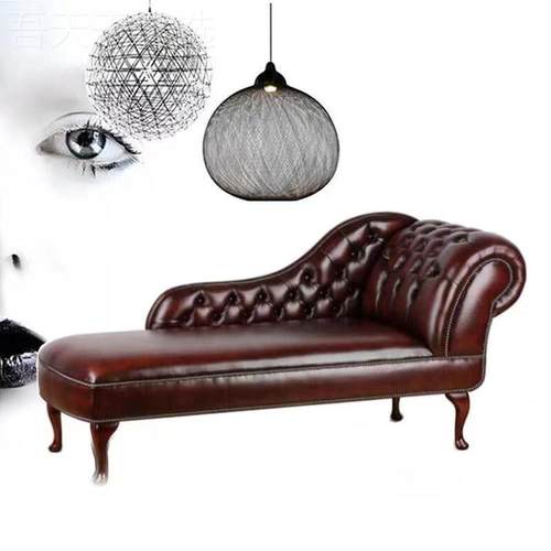 美式乡QSH村艺贵妃皮椅休闲懒沙客发人厅软包设计法式复古美人榻