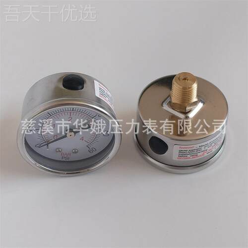 5ms轴向无油不锈Y50Z钢耐震压力表 4bamr/600pi 泳池表