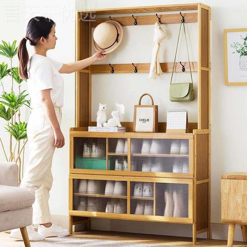 鞋柜家用门口玄关柜一体神隔实空木入户收纳器断省间简易GEY鞋架