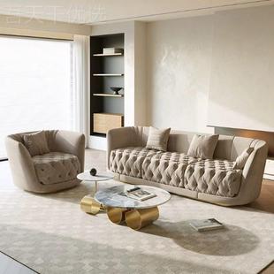 所式 轻砂奢风酒店别墅大户型设计师会客CFA厅组合拉扣磨绒直排意