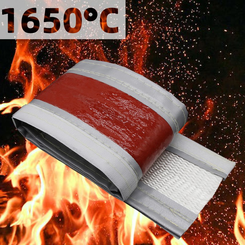 搭扣式防火套管耐高温绝缘耐电线电缆保护套自粘魔术贴隔热管