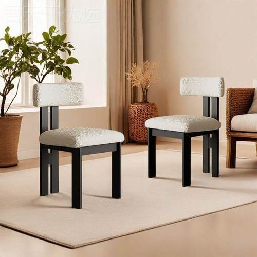 北椅欧原野实椅现代EIU复古法式约实木靠背餐侘寂风设计师款简木