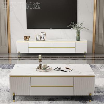 意式岩板茶几电视柜组合轻奢客烤厅收漆纳约大气EBY储物现代简地