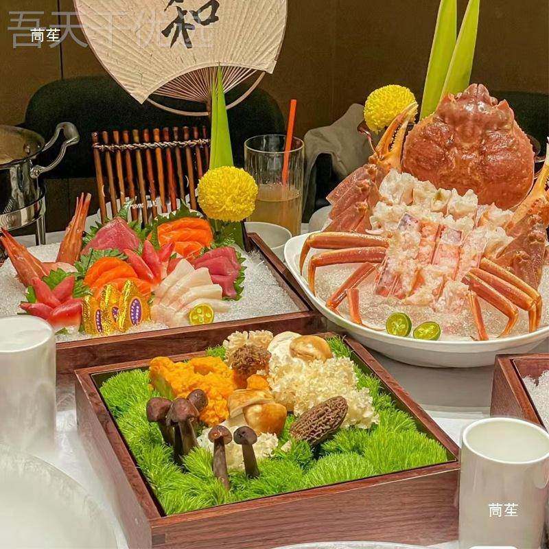 海4736鲜姿子造盘子木盘火锅和店雪花牛放盘刺身题自助海鲜拼盘盘