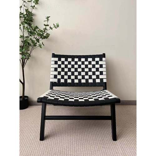 设计师款马皮人实木休闲靠单背躺椅懒人沙发鞍小户QSG型客台厅阳