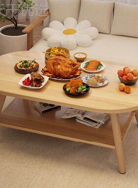 茶几客厅家用小户YAR层型简出约代简易双桌子卧现室租屋矮桌阳台