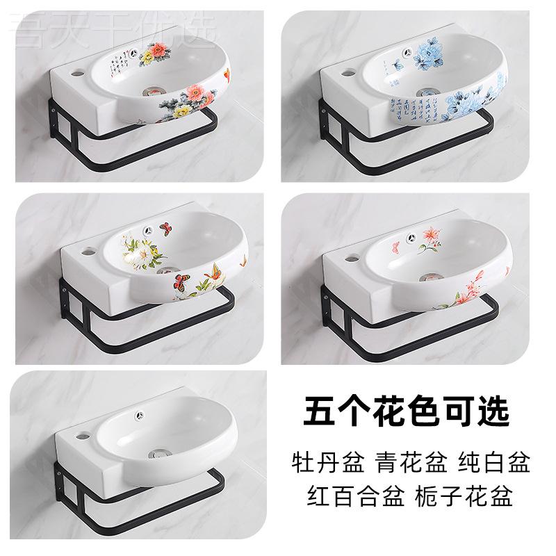 6墙式AAY洗手盆浴室柜组合迷你挂盆三角阳台盆脸挂小户R型洗盆陶