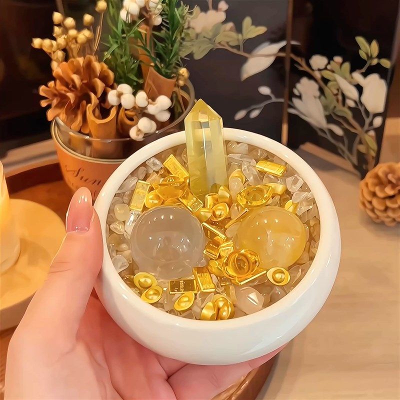 【聚宝盘】聚宝盆摆件招财八方来财玄关客厅元宝黄水晶聚宝盆,家居饰品,国学摆件,淘宝优惠券,粉丝福利购,淘宝优惠卷