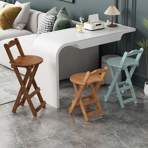 摺叠凳家用高脚椅吧台凳可携式客厅厨房靠背椅子加厚高凳简约现代