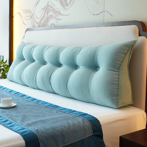 床头靠垫三角大靠背双人靠枕软包榻榻米纯色沙发可拆X洗雪绒麻护