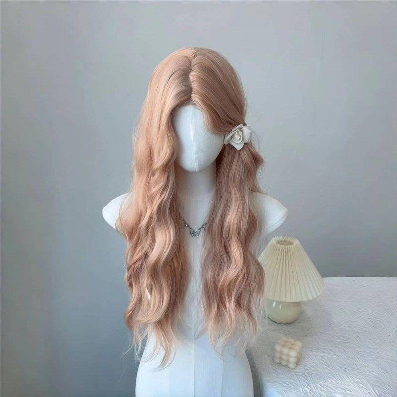 粉金色假发女大波浪仿真发时尚自然doll感lolita水波纹长卷发假发图片