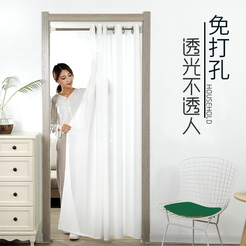 纱窗门帘隔断帘免打孔安装家用卧室厨房遮挡O门帘布艺空调防蚊纱