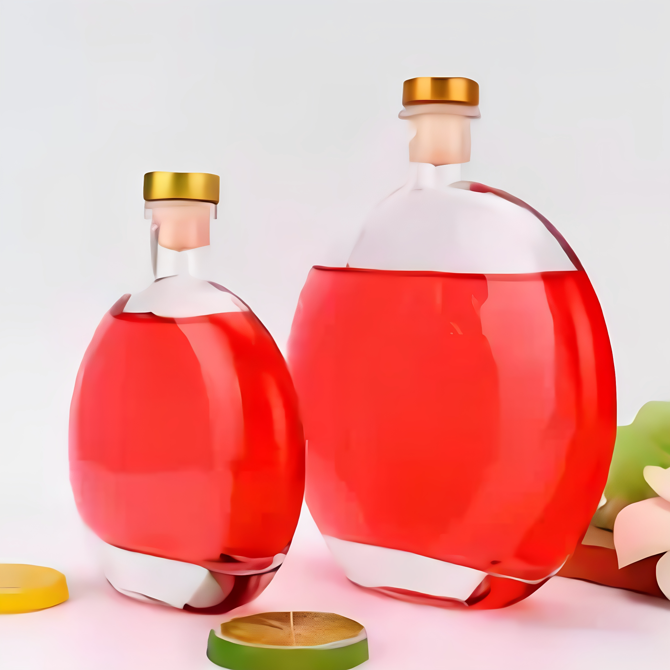 加厚玻璃果酒瓶圆形扁瓶支持定制图片