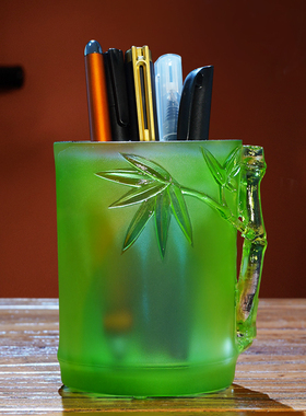 节节高升笔筒琉璃富贵竹子客厅办公室桌面装饰乔迁商务送礼品