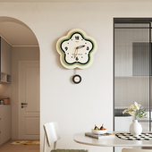 免打创意奶油风挂钟客厅新款 饰钟表静音时钟挂墙 装