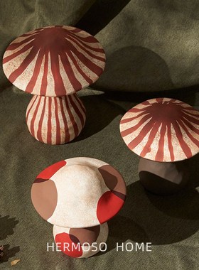 HOO 现代艺术陶瓷蘑菇客厅桌面酒柜装饰品玄关乔迁新居