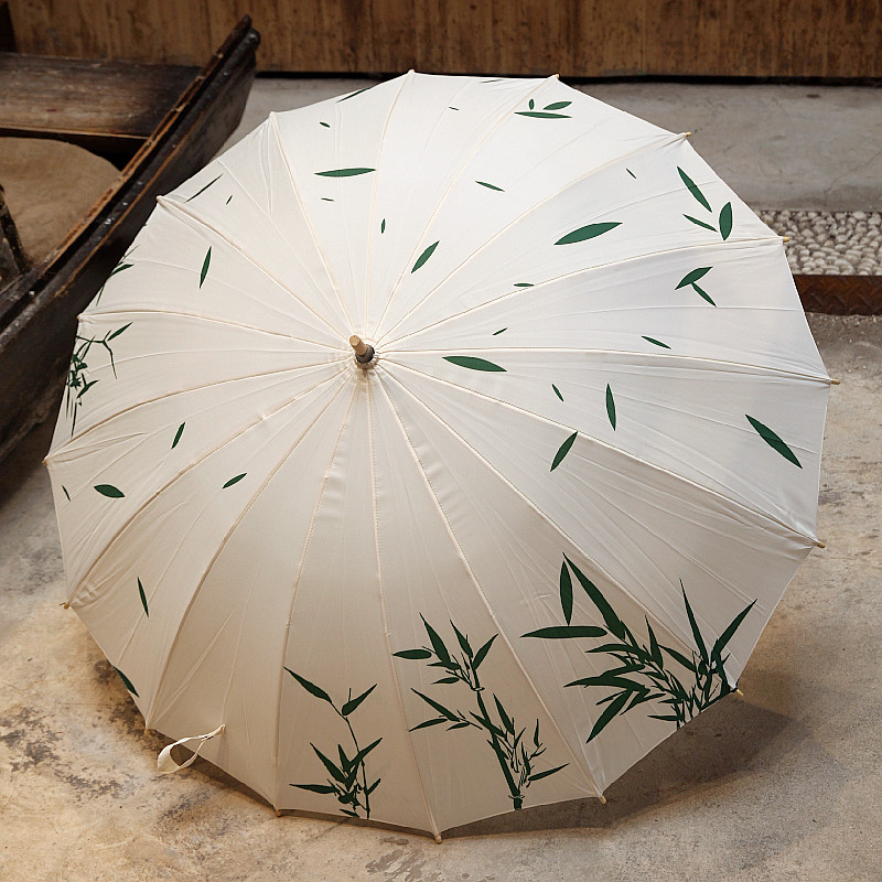 浮羽中复古风竹伞 国潮直杆竹杆竹叶骨抗风防雨长伞雨伞