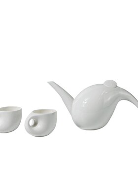 现代简白色歪嘴茶具茶杯酒店会所茶几饰品样板间售楼处