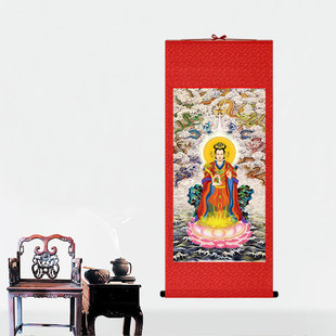 女娲娘娘画像女娲补天造人手工装裱复古国画丝绸卷轴定制装饰挂画