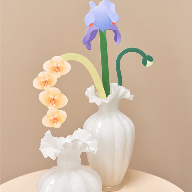 逅里Hollihom 白玉 法式复古 奶玻璃芬顿花瓶 客厅仿真花装饰摆件