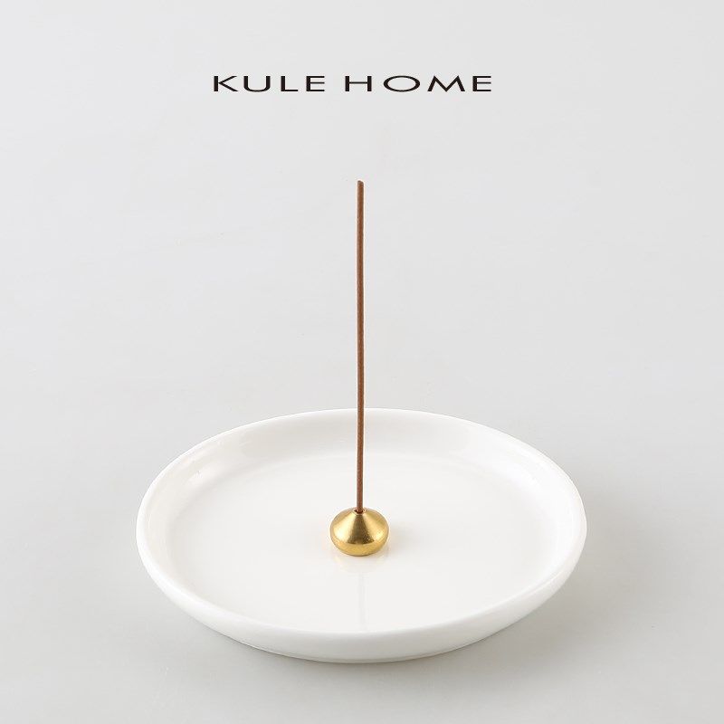 HO 椭圆形白色陶瓷香插香座香薰家用檀香托盘,家居饰品,香薰托盘,淘宝优惠券,粉丝福利购,淘宝优惠卷