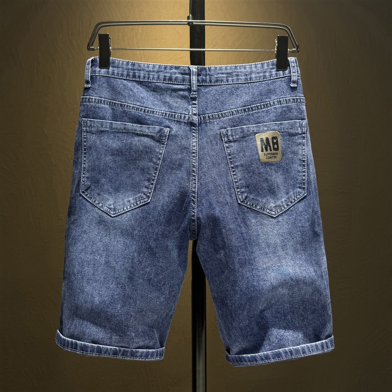 牛仔短裤男士夏季薄款宽松中裤直筒休闲潮牌裤子男弹力五分裤潮牌