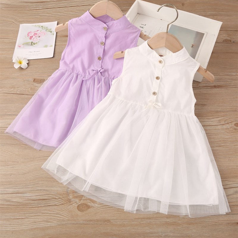 女童连衣裙夏 2023新款 洋气背心网纱儿童公主裙 宝宝网红裙子潮