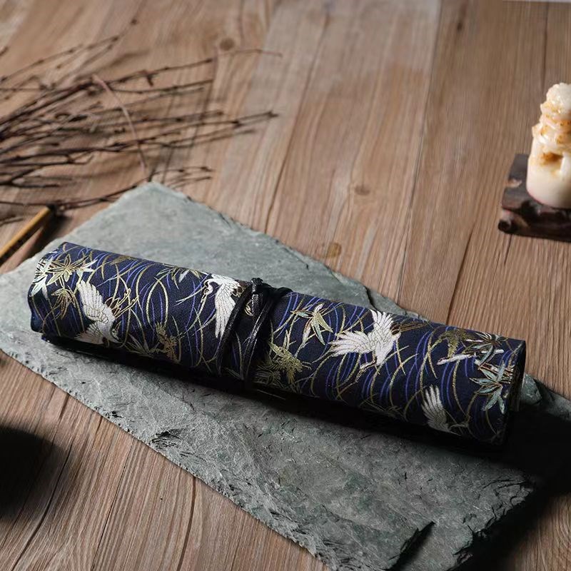 笔帘布艺笔袋手工收纳国风文创布艺10孔入 30*34cm