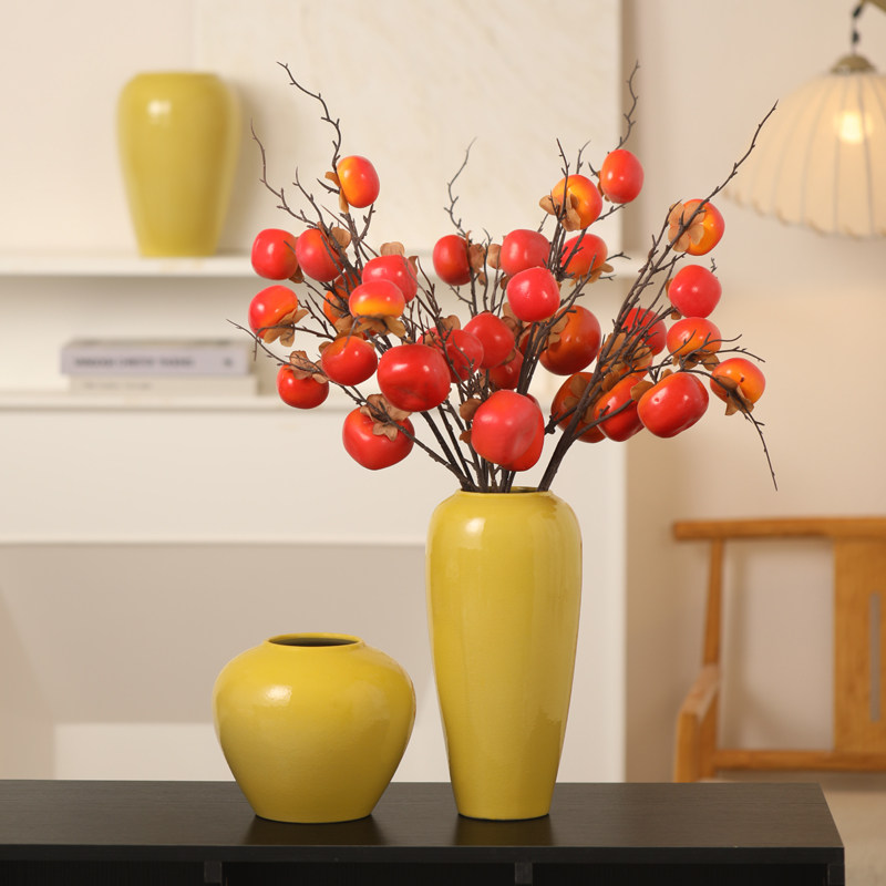 景德镇陶瓷黄色花瓶现代简约花器民宿电视柜餐桌插干花装饰品摆件,家居饰品,花瓶,淘宝优惠券,粉丝福利购,淘宝优惠卷