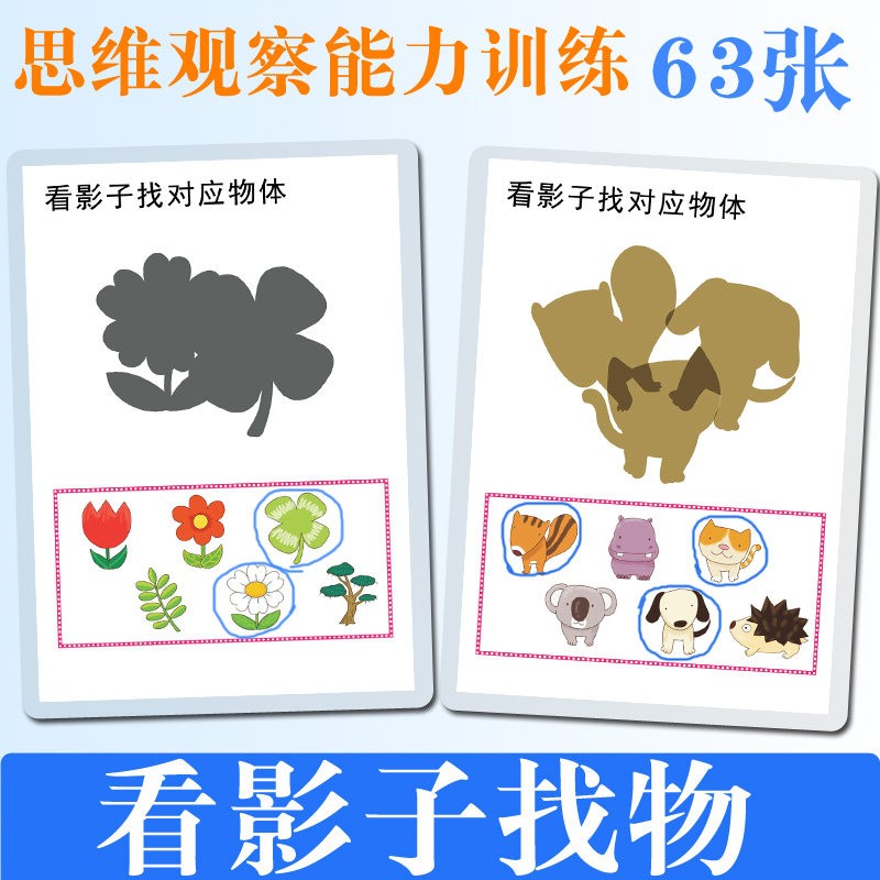 2-6岁宝宝思维观察能力提升 看影子找物体 专注力训练 塑封可擦洗