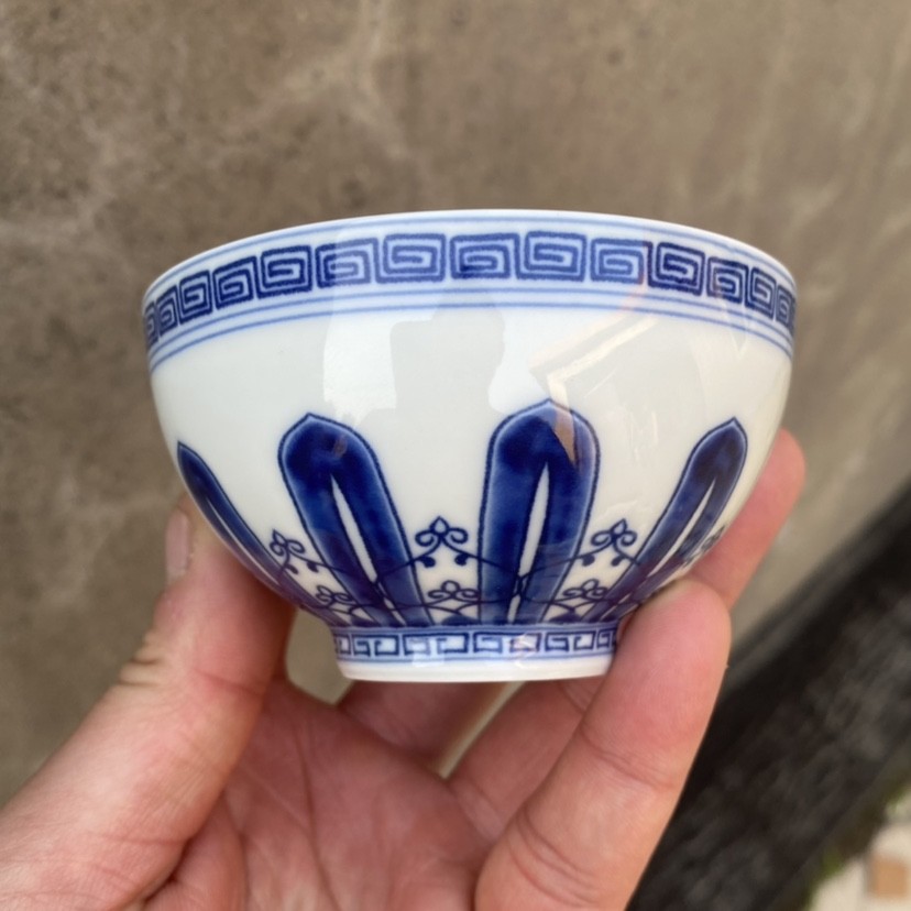 景德镇青花瓷鸡心杯茶杯家用主人杯单杯仿古陶瓷功夫茶碗品茗杯子