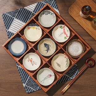 新中式九宫格托盘碟子复古分格调味碟寿司日料酱料甜品碟餐厅商用