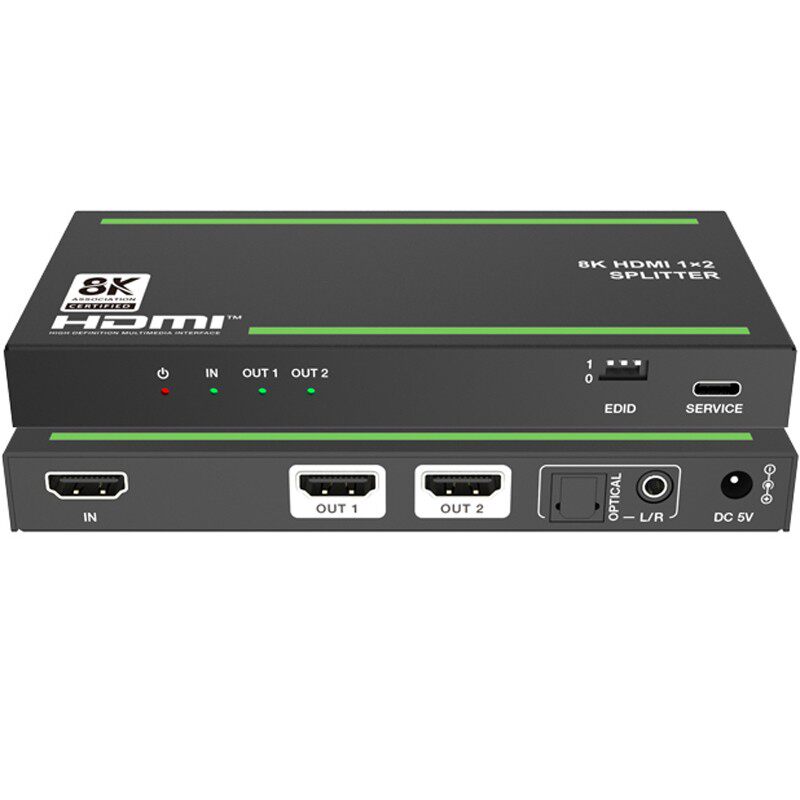 HDMI2.1一进二/四出1进2/4出分配器4K120hz/8K60hz独立音频输出