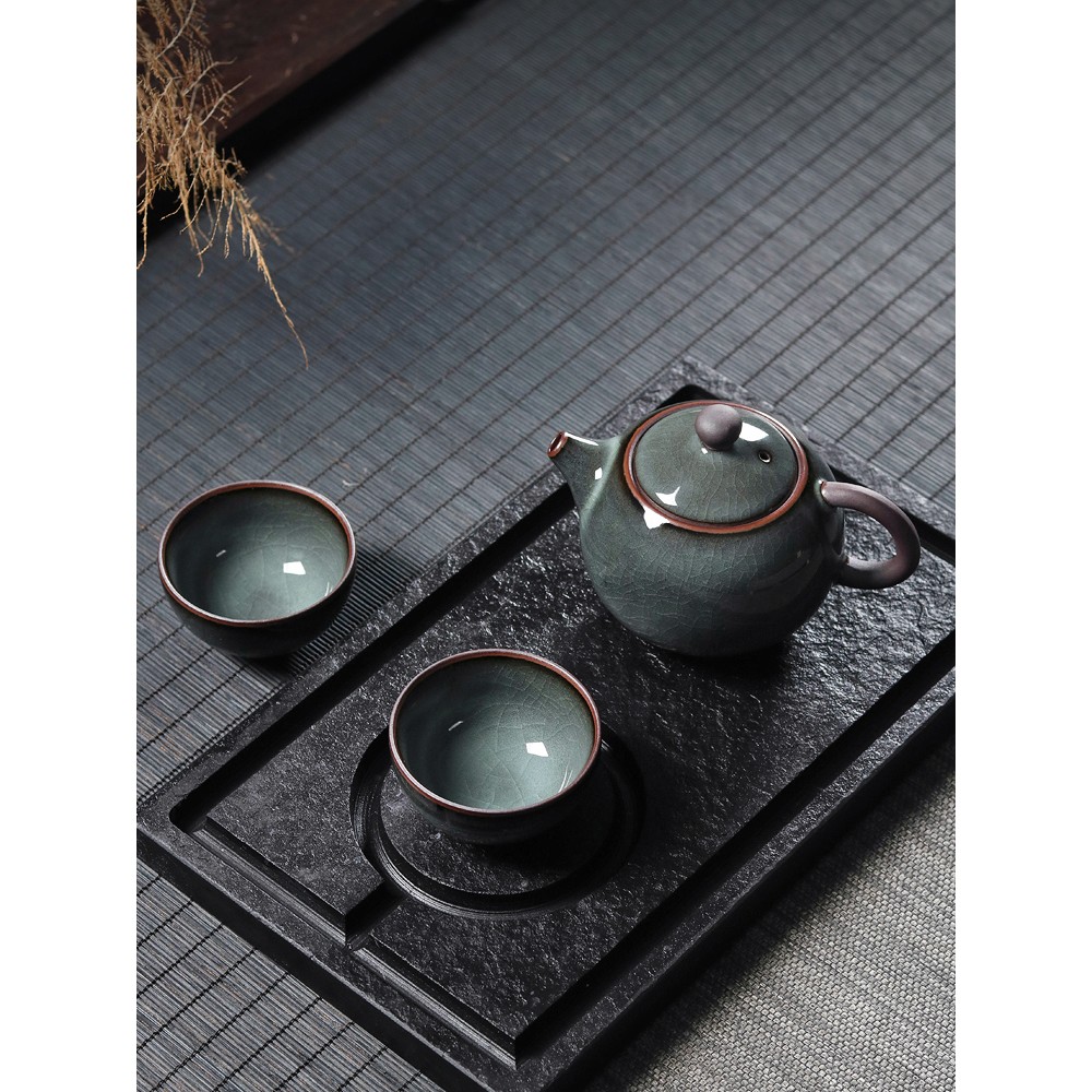 青瓷一壶两杯功夫茶具套装家用冰裂茶壶龙泉陶瓷西施壶二品茗茶杯